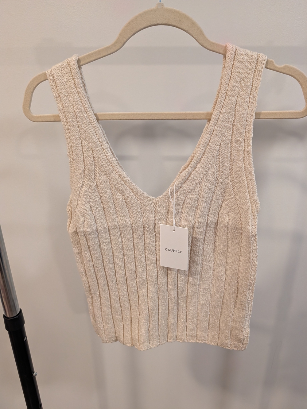 Z Supply Acadia Sweater Ribbed V-Neck Tank Top - Island Coconut